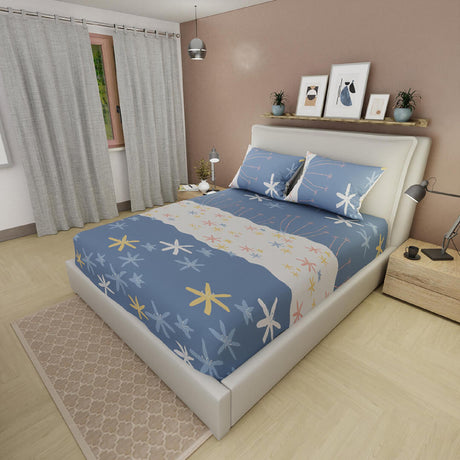 Sábana Ajustable Serebel Lila de Flores Para Cama Doble 140 X 190 Cm - Sabanas | Bylmo