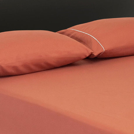 Sábana Ajustable Serebel Terracota Fondo Entero Para Cama Doble 140 X 190 Cm - Sabanas | Bylmo