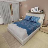 Sábana Ajustable Serebel Azul y Blanco de Flores Para Cama Queen 160 X 190 Cm - Sabanas | Bylmo