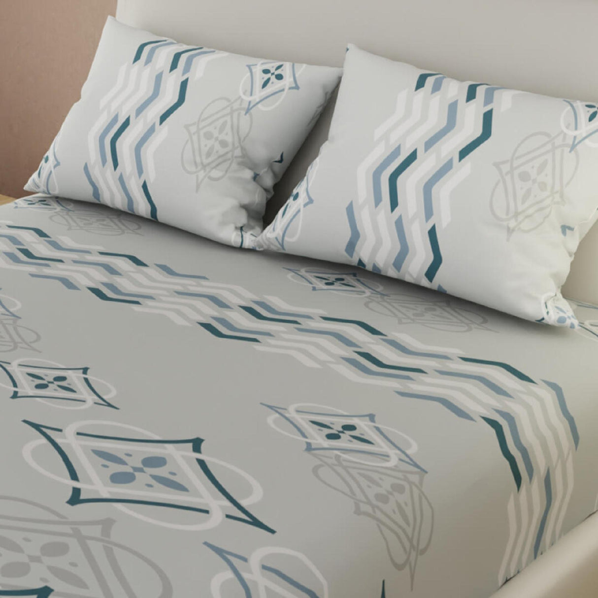 Sábana Ajustable Serebel Gris de Grecas Para Cama Doble 140 X 190 Cm - Sabanas | Bylmo