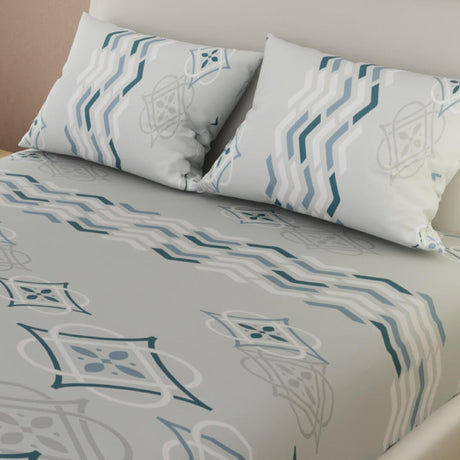 Sábana Ajustable Serebel Gris de Grecas Para Cama Doble 140 X 190 Cm - Sabanas | Bylmo