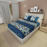 Sábana Ajustable Serebel Azul Oscuro de Figuras Geométricas Para Cama Doble 140 X 190 Cm - Sabanas | Bylmo