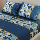 Sábana Ajustable Serebel Azul Oscuro de Figuras Geométricas Para Cama Doble 140 X 190 Cm - Sabanas | Bylmo