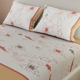 Sábana Ajustable Serebel Naranja y Blanco de Estrellas Para Cama Doble 140 X 190 Cm - Sabanas | Bylmo