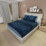 Sábana Ajustable Serebel Azul de Figuras Geométricas Para Cama Doble 140 X 190 Cm - Sabanas | Bylmo