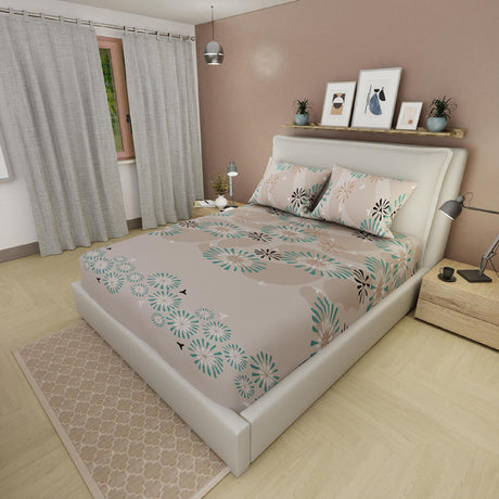 Sábana Ajustable Serebel Palo de Rosa de Flores Para Cama Doble 140 X 190 Cm - Sabanas | Bylmo