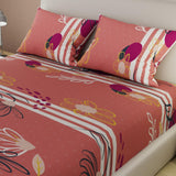Sábana Ajustable Serebel Salmón de Flores Para Cama Doble 140 X 190 Cm - Sabanas | Bylmo