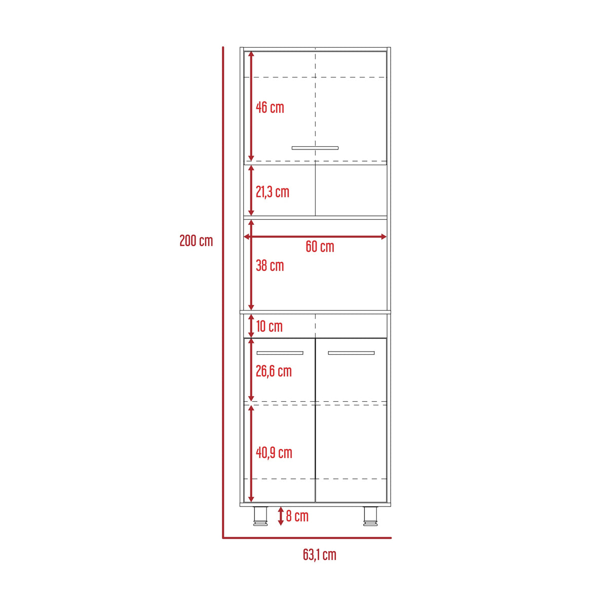 Alacena Orion Duna y Blanco 50.3x200cm con Un Cajón - Alacenas y Muebles Microondas | Bylmo