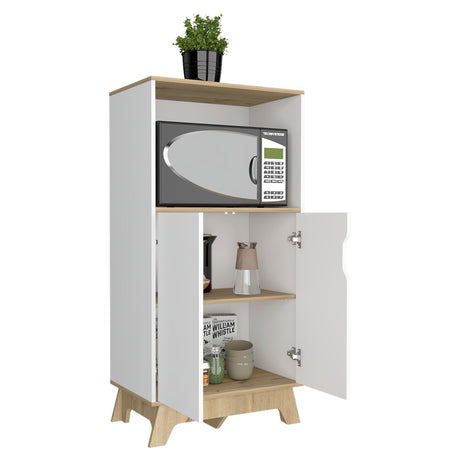 Mueble Microondas Bicolor Blanco y Duna 40x130cm Sin Cajones - Alacenas y Muebles Microondas | Bylmo
