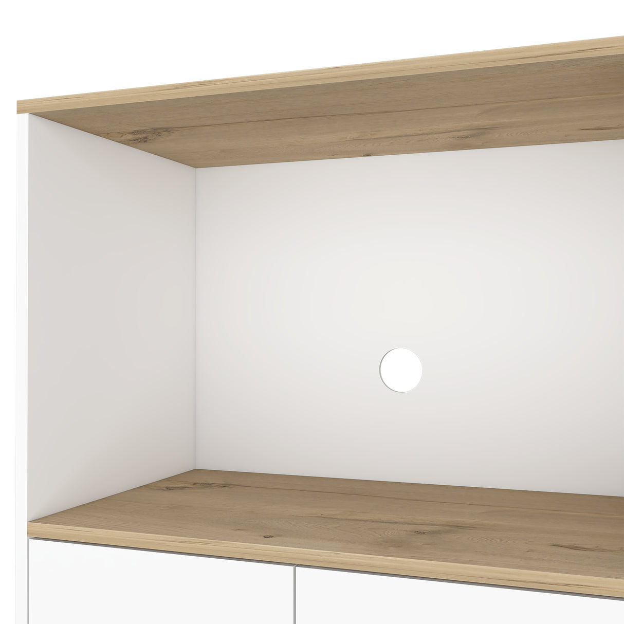 Mueble Microondas Bicolor Blanco y Duna 40x130cm Sin Cajones - Alacenas y Muebles Microondas | Bylmo