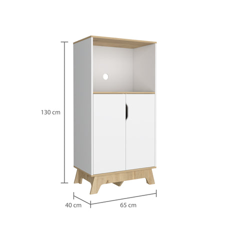 Mueble Microondas Bicolor Blanco y Duna 40x130cm Sin Cajones - Alacenas y Muebles Microondas | Bylmo