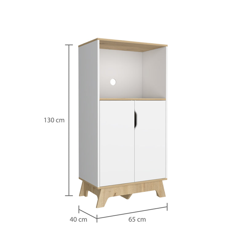 Mueble Microondas Bicolor Blanco Y Duna 40x130cm Sin Cajones