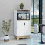 Mueble Microondas Bicolor Blanco y Duna 40x130cm Sin Cajones - Alacenas y Muebles Microondas | Bylmo