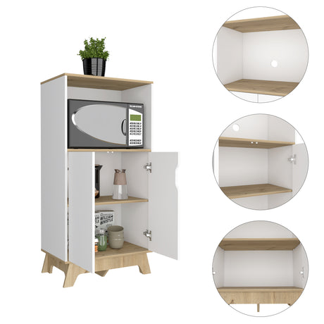 Mueble Microondas Bicolor Blanco y Duna 40x130cm Sin Cajones - Alacenas y Muebles Microondas | Bylmo