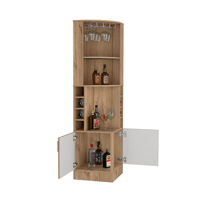 Bar Esquinero Marlot Paris Duna Y Blanco 46.9x180.6cm Con Portacopas