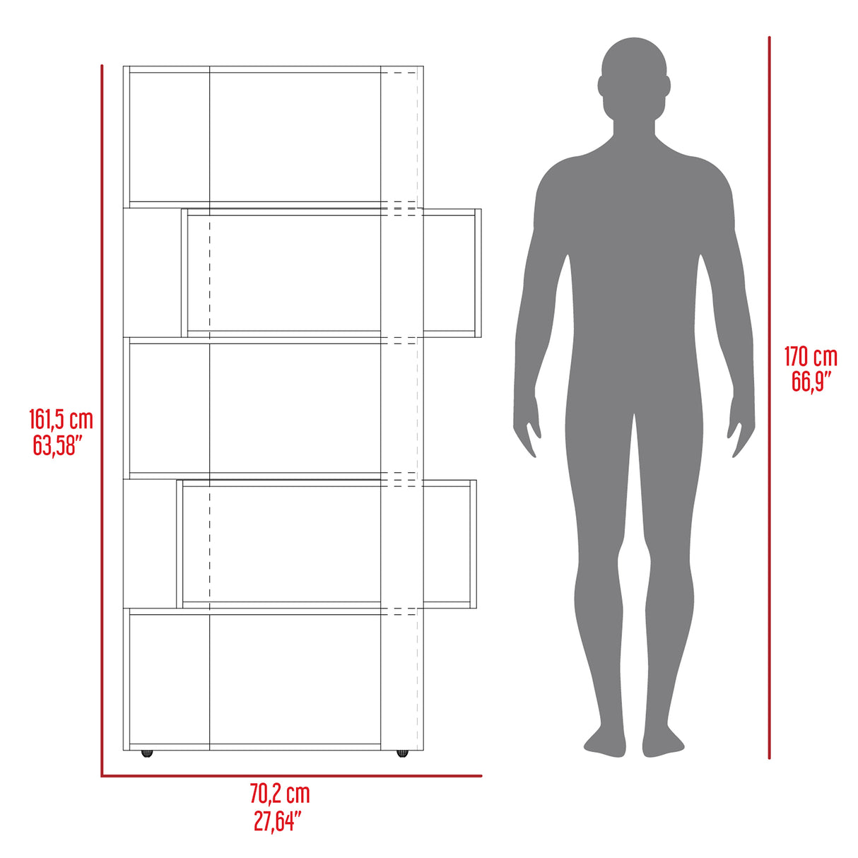 Biblioteca Beijing Bellota y Blanco 28.6x161.5cm Rectangular - Bibliotecas y Estanterías | Bylmo