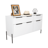 Cómoda White Collection Blanco 122.6x69cm con Cuatro Cajones - Cajoneras y Comodas | Bylmo