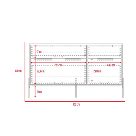 Cómoda White Collection Blanco 122.6x69cm con Cuatro Cajones - Cajoneras y Comodas | Bylmo