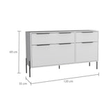 Cómoda White Collection Blanco 122.6x69cm con Cuatro Cajones - Cajoneras y Comodas | Bylmo