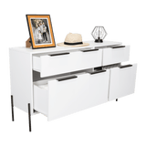 Cómoda White Collection Blanco 122.6x69cm con Cuatro Cajones - Cajoneras y Comodas | Bylmo