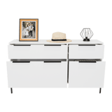 Cómoda White Collection Blanco 122.6x69cm con Cuatro Cajones - Cajoneras y Comodas | Bylmo