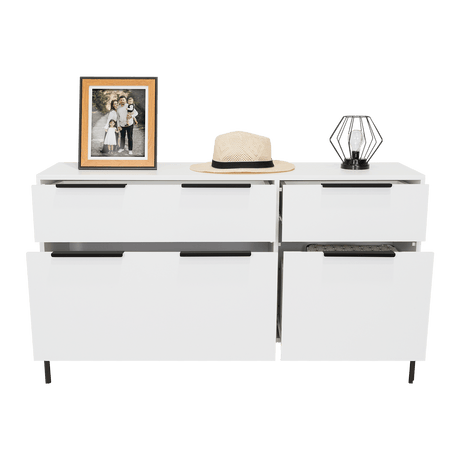 Cómoda White Collection Blanco 122.6x69cm con Cuatro Cajones - Cajoneras y Comodas | Bylmo