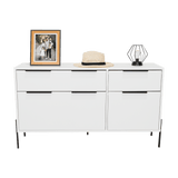 Cómoda White Collection Blanco 122.6x69cm con Cuatro Cajones - Cajoneras y Comodas | Bylmo