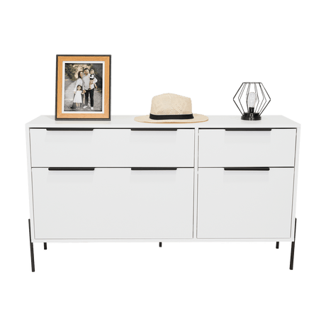 Cómoda White Collection Blanco 122.6x69cm con Cuatro Cajones - Cajoneras y Comodas | Bylmo