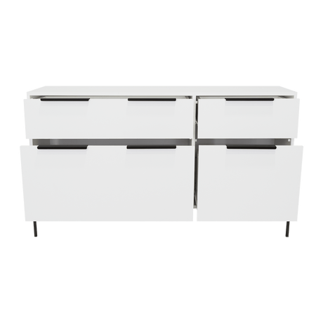 Cómoda White Collection Blanco 122.6x69cm con Cuatro Cajones - Cajoneras y Comodas | Bylmo