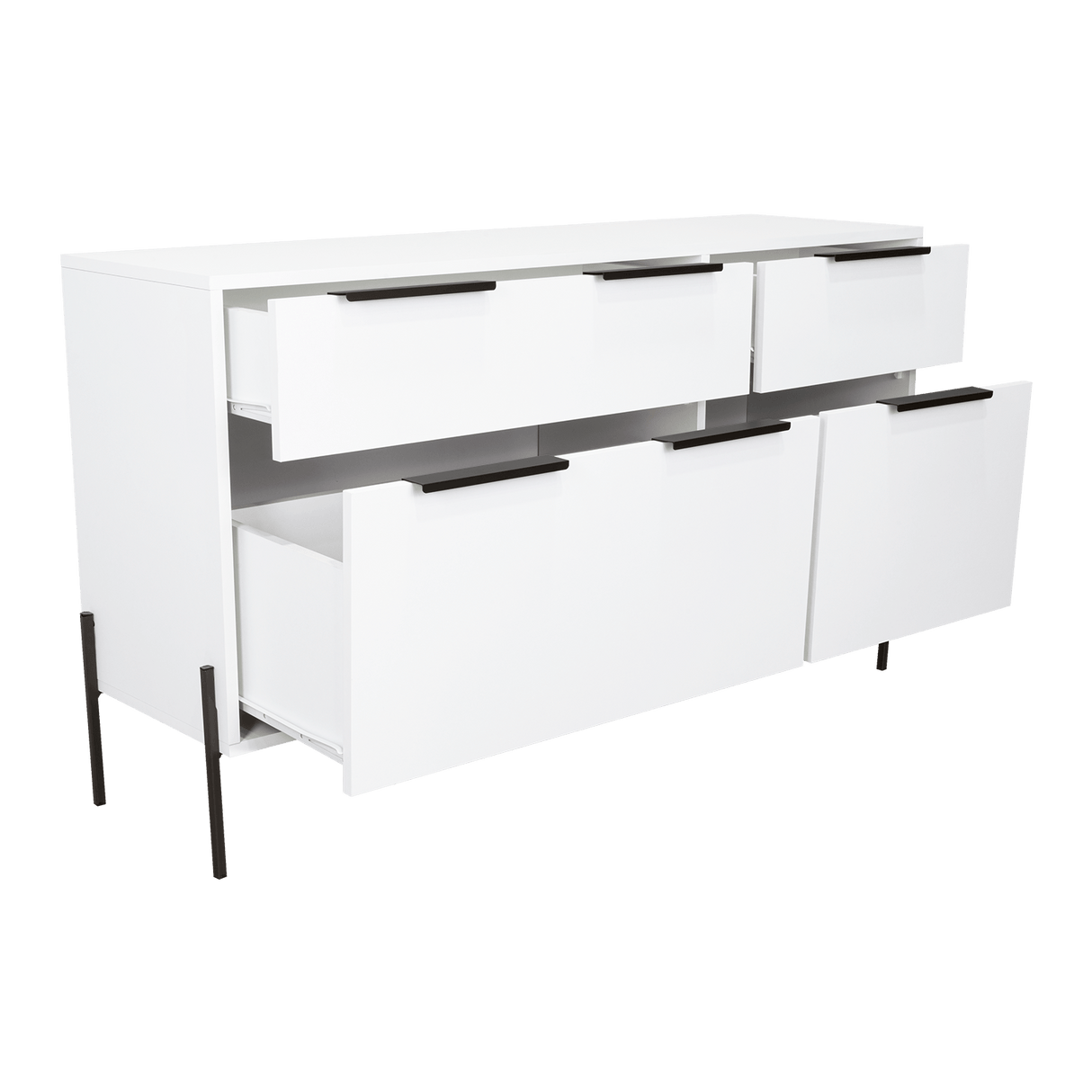 Cómoda White Collection Blanco 122.6x69cm con Cuatro Cajones - Cajoneras y Comodas | Bylmo