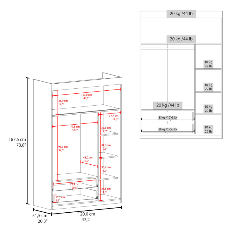 Closet Manila Z 120 Gales Y Blanco 120x187.5cm Con Cinco Puertas