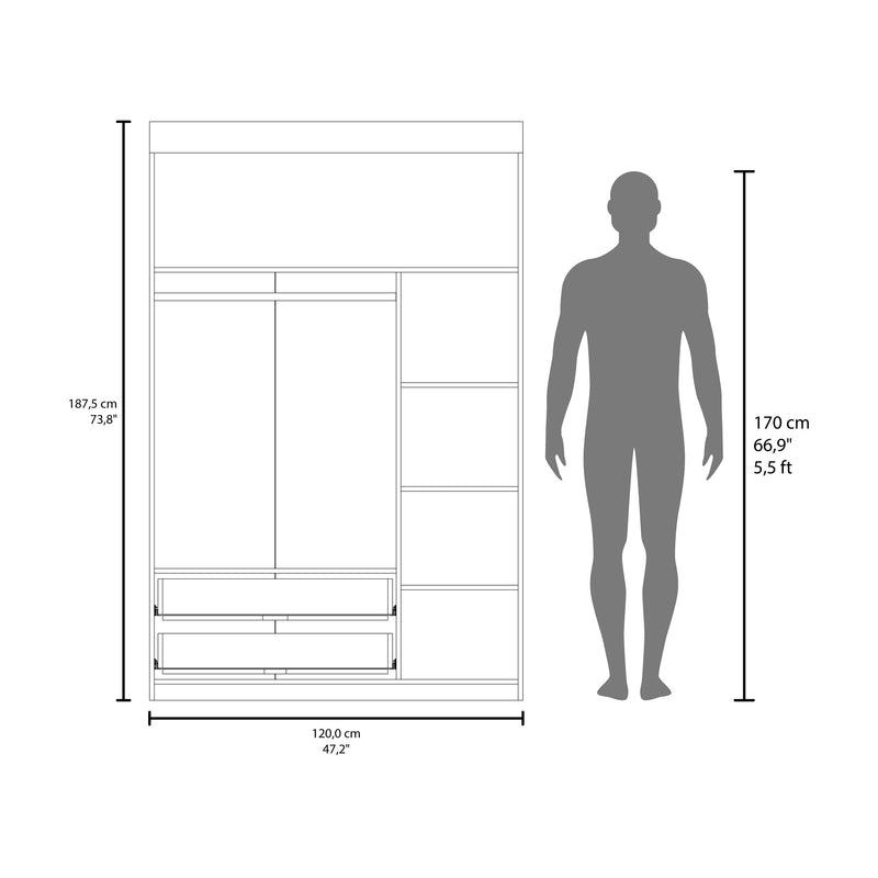 Closet Manila Z 120 Gales Y Blanco 120x187.5cm Con Cinco Puertas