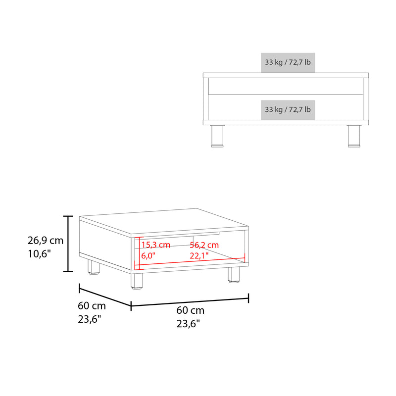 Mesa De Centro Paris Gales 60x26.9cm Rectangular Con Patas