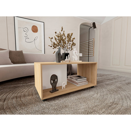 Mesa de Centro Patrick Fresno Europeo 92x45.1cm Rectangular con Patas - Mesas de Centro | Bylmo