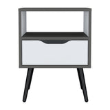 Mesa de Noche Wenden Plomo y Blanco 40x53cm con Patas - Mesas de Noche | Bylmo