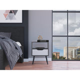 Mesa de Noche Wenden Plomo y Blanco 40x53cm con Patas - Mesas de Noche | Bylmo