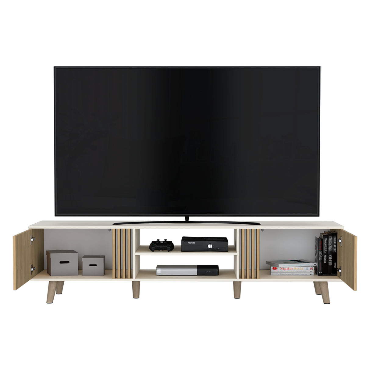 Rack de TV Shawnee Fresno Europeo y Capri 200x50cm para TV Hasta 75 pulgadas - Muebles de TV | Bylmo
