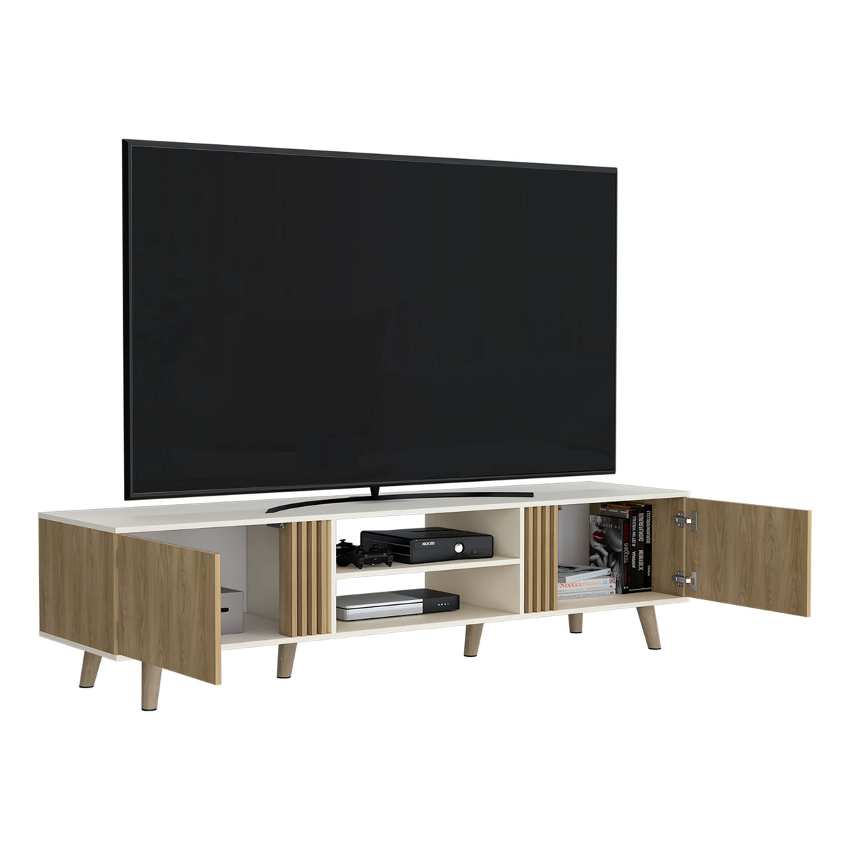 Rack de TV Shawnee Fresno Europeo y Capri 200x50cm para TV Hasta 75 pulgadas - Muebles de TV | Bylmo