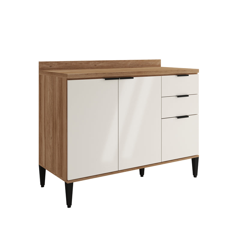 Mueble Inferior De Cocina Freijo Y Beige 120x90cm Con Mesón