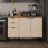 Mueble Inferior de Cocina Freijo Y Beige 120x90cm Con Mesón - Muebles Inferiores | Bylmo