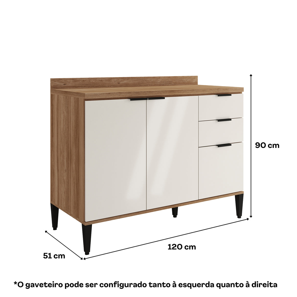 Mueble Inferior de Cocina Freijo Y Beige 120x90cm Con Mesón - Muebles Inferiores | Bylmo