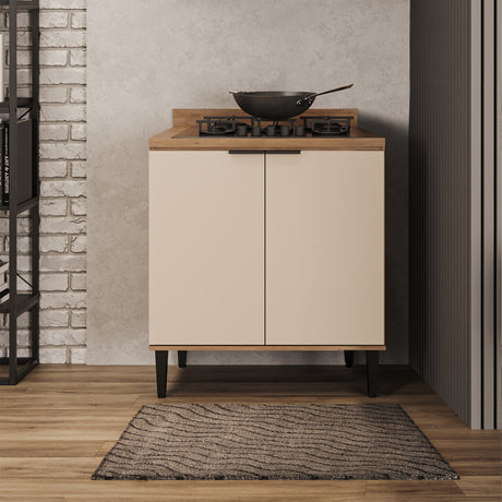 Mueble Inferior de Cocina Freijo Y Beige 80x90cm Con Mesón - Muebles Inferiores | Bylmo