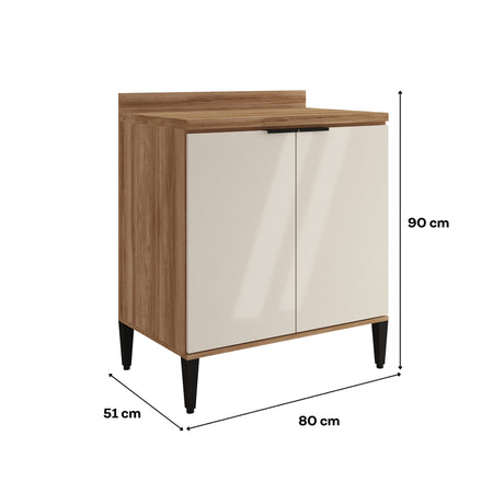 Mueble Inferior de Cocina Freijo Y Beige 80x90cm Con Mesón - Muebles Inferiores | Bylmo