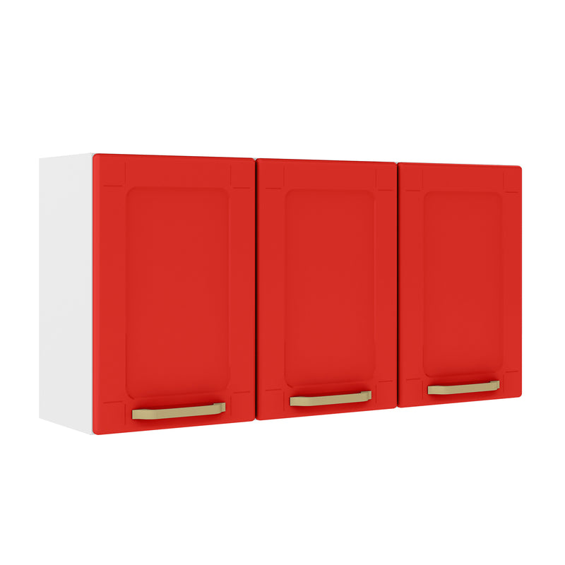 Mueble Superior Rojo 105x52cm Con Tres Puertas