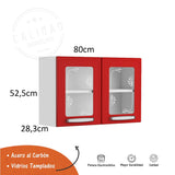 Mueble Superior Rojo 80x52cm con Tres Puertas - Muebles Superiores | Bylmo