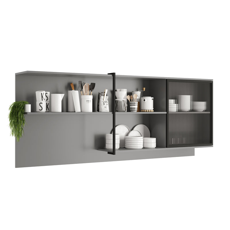 Mueble Superior Gris 200x79.5cm Con Cuatro Cajones