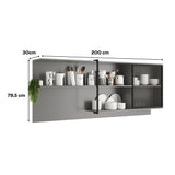 Mueble Superior Gris 200x79.5cm con Cuatro Cajones - Muebles Superiores | Bylmo