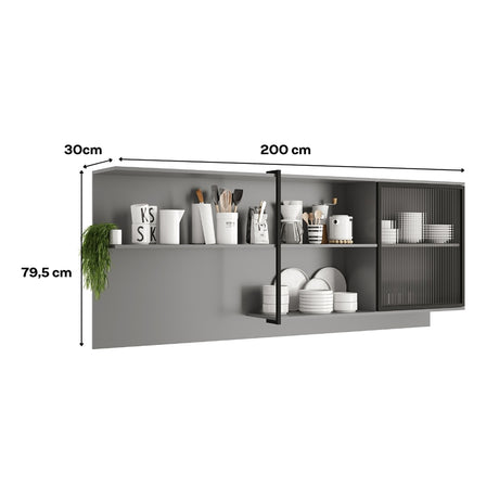 Mueble Superior Gris 200x79.5cm con Cuatro Cajones - Muebles Superiores | Bylmo