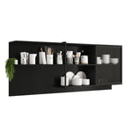 Mueble Superior Negro 200x79.5cm Con Cuatro Cajones