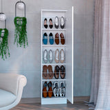 Zapatero de Pared Leto XL Blanco 47x170cm de 5 Niveles con Espejo - Zapateros | Bylmo